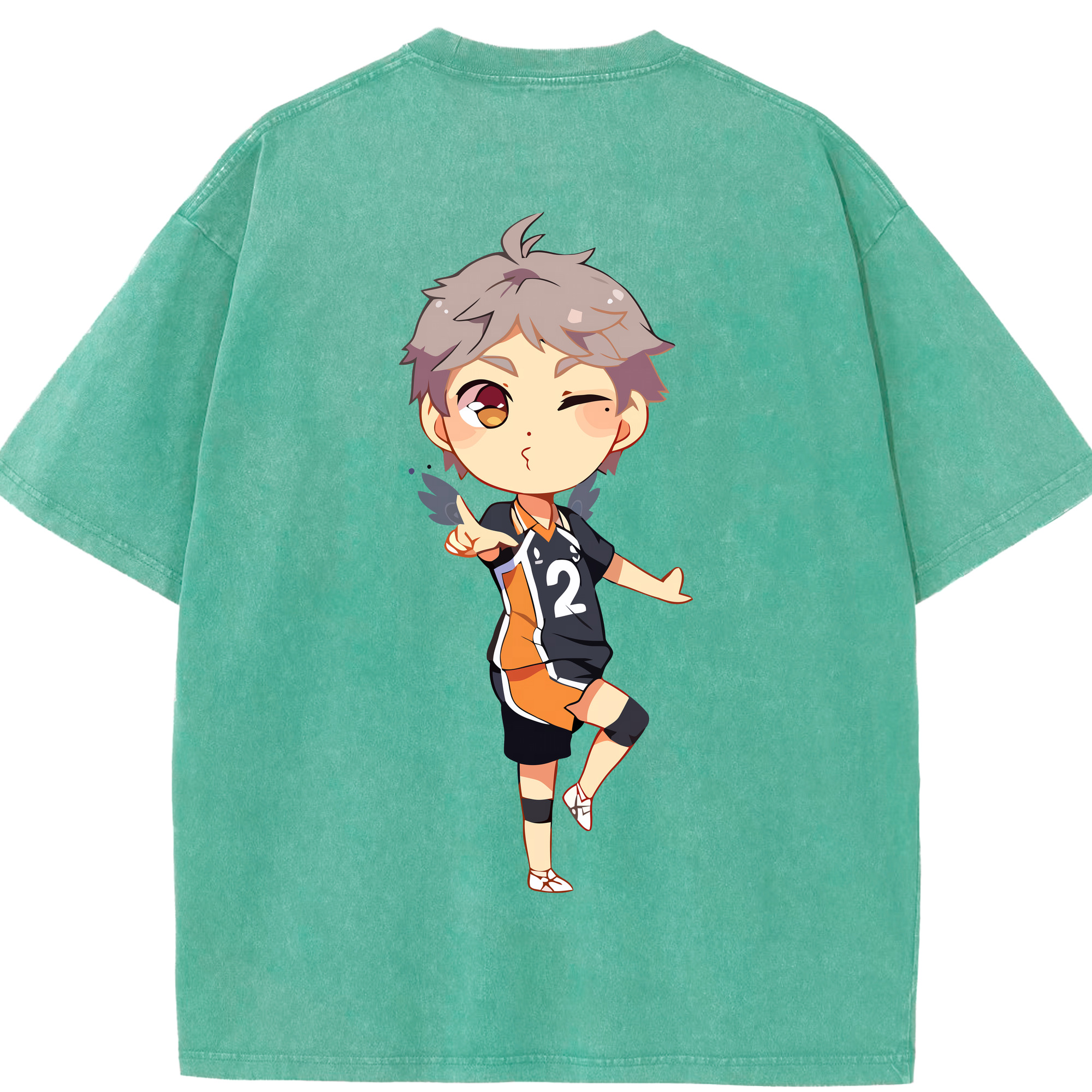 （画像用） ハイキュー!! Haikyu!! 綿100% ヴィンテージ風 半袖Tシャツ（背面プリント）